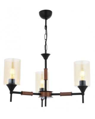 METAL AND GLASS BROWN BLACK AND WHITE CHANDELIER 52 CM DIAMETER LOAD: 65 CM